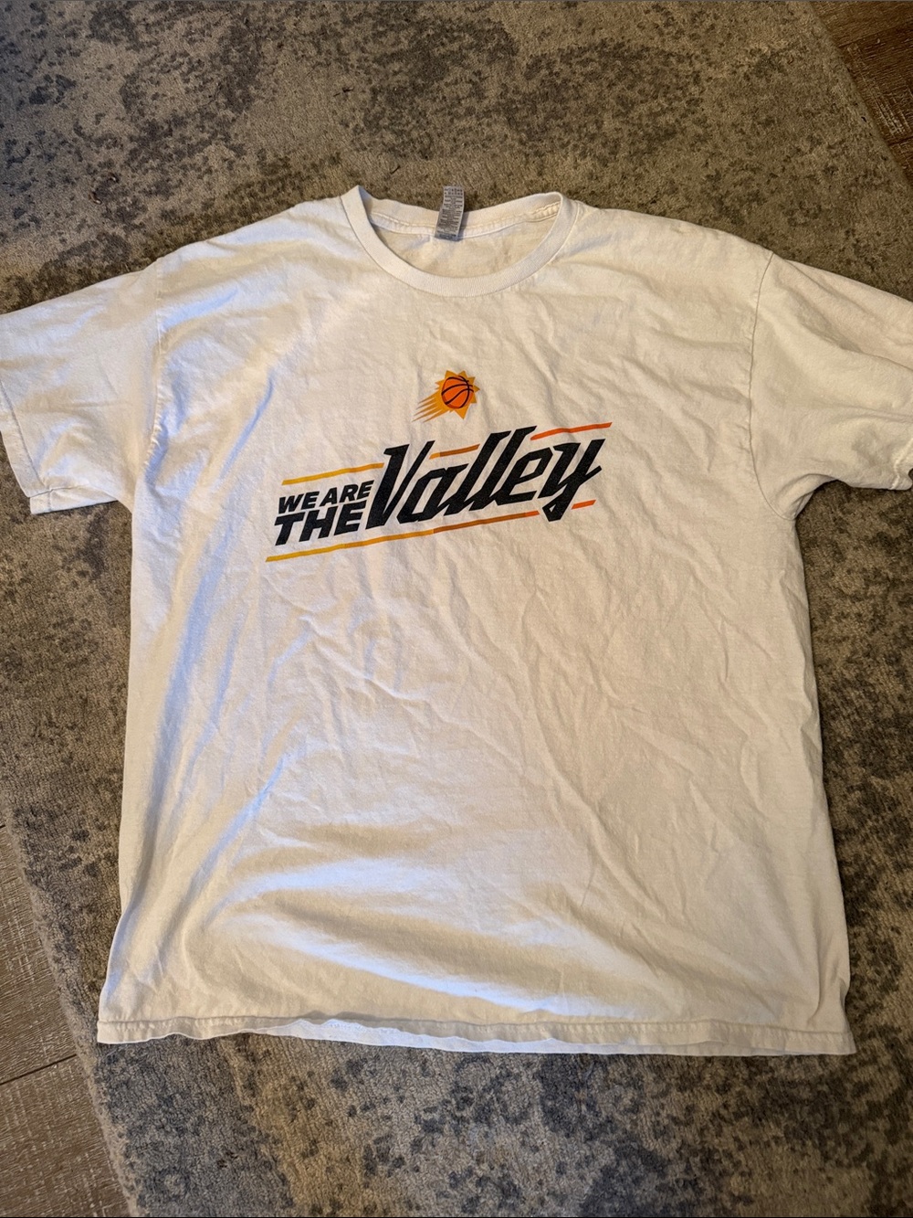 Suns We Are The Valley Graphic T-Shirt - White with Orange & Black
